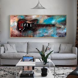 Modern Oil Painting Wall Art Pictures for Room Decoration Abstract Watercolour Guitar Posters and Prints on Canvas Decor No Frame