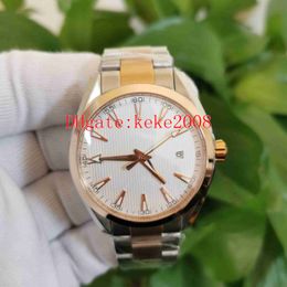 Excellent High Quality Watches 41.5mm Aqua Terra 150M Gold & Steel White Dial Stainless Transparent Mechanical Automatic Mens Watch Men Wristwatches