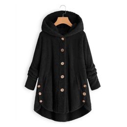 Women's Fur & Faux Autumn Winter Women Coat Plus Size 5XL Covered Button Furry Coats Long Loose Soft Overcoat