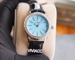 classic Women Automatic Mechanical watch Black leather Pink Blue dial clock Stainless Steel geometric square diamond date Watch