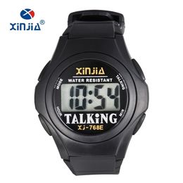 XINJIA New Talking Watch For Blind Men Women Casual Sport Digital Elderly Visially Impaired Italian Arabic Russian Korean Time 210329