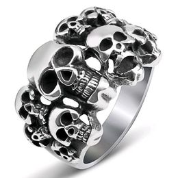 Vintage Punk Metal Skull Carved Gothic Cluster Ring Flower Dragonfly sunflower Rings Cool Mens Rock Party Biker Jewellery