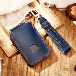 Genuine Leather Remote Smart Key Case Cover Holder Keychain For 3 Axela CX30 CX4 CX5 CX8 2020 Car Accessories