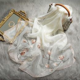 Solid Silk Women Scarf Winter Warm Wool Shawls Lady Wraps Bufanda Floral Pashmina Luxury Embroidery Warn Scarves 2021 New Q0828