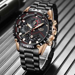 LIGE Watch Men Top Brand Luxury Mens Watches Sports Full Stainless Steel Waterproof Business Quartz Watch Relogio Masculino 210527