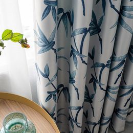 Curtain & Drapes Bamboo Forest Printed Blackout Curtains For Living Room Bedroom Modern Window Treatments Kitchen Drape Blinds Customized