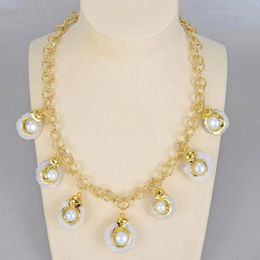 Jewellery Unique Festoon Necklace Natural White Quartzs Slice Druzy Gold Colour Plated Chain For Women Chains