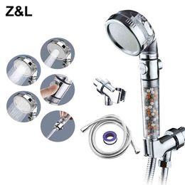 Three Function Spray Modes Stop On/off Switch Button Saving Water High Pressure Spa Bathroom Shower Head for Bath H1209