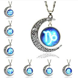 Men's and women's constellations Necklace star sky moon time gem pendant necklace Jewellery