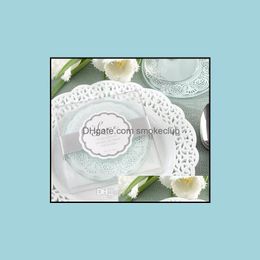 Lace Exquisite Frosted Glass Coasters Set of 2 Wedding Favors and Gifts 