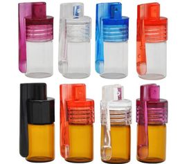 Smoking Accessories Glass Bottle 36mm Snuff Snorter Rocket Snorters Snuffs With Scrapper Colour Random Pill Case Container Box SN2803