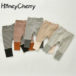 Autumn kids leggings Candy Colour boy and girl Baby Pants Infant Striped Cotton 210515