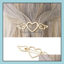 Hair Clips & Barrettes Jewellery S870 Fashion Womens Barrette Hollowed-Out Love Cupid Wings Frog Clip Hairpin Pin Lady Drop Delivery 2021 D7Ay