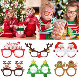 Christmas Decoration For Home X'mas Glasses Santa Claus Snowman Snowflake Tree Elk Paper Glass Party Photo Props
