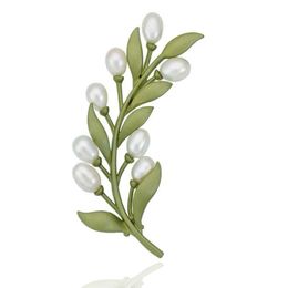 olive branch jewelry Canada - Pins, Brooches CSxjd 2021 Design Vintage Jewelry Natural Pearls Olive Branch Tree Scarves Buckle Accessories