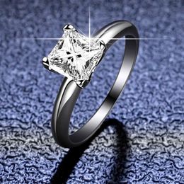 Diamond Excellent Cut Colour High Quality Square Moissanite Wedding Ring Silver 925 Platinum Jewellery
