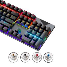 Mechanical Keyboard USB Wired Gaming Blue Red Switch 104keys Anti-Ghosting LED Backlit RGB Gamer Laptop Computer