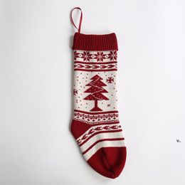 Snowflake Knitting Christmas Stocking 46cm Gift Stockings Christmas-Tree Holiday Stocks Indoor Decoration RRA7221