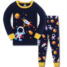 Kids Boy Girls Clothing Pyjamas Set 100% Cotton Children Sleepwear 2 Pieces Cartoon Tops +Pants Toddler Kid Clothes Pyjamas 211109