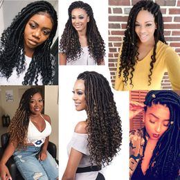 Goddess Hair Ombre Faux Locs Crochet Hair with Curly Ends Straight Faux Braids Hair Synthetic Extensifactory direct