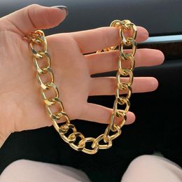 gold chunky link necklace Australia - Pendant Necklaces Punk Cuban Chain Choker Necklace Collares Vintage Gold Color Chunky Thick Link For Women Jewelry Accessories