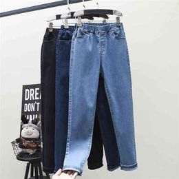 S-6XL High Stretch Skinny Jeans Sexy Plus Size Women Mom Denim Pants Waist Elastic Band Slim Pencil Light Blue Black 210809