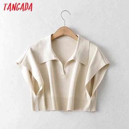 Women Beige Oversized Crop Knitted Sweater Jumper Summer Female Pullovers Chic Tops AI49 210416