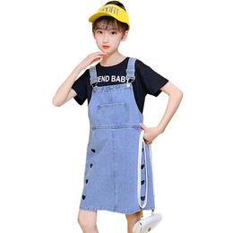 Clothes For Girls Heart Jumpsuit + Tshirt Letter Girl Clothing Summer Childrens 6 8 10 12 14 210528