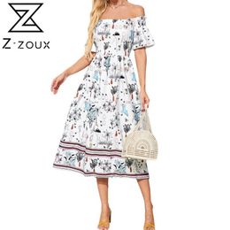 Women Dress Off Shoulder Slash Neck Printed Bohemia Sexy Long Print Floral Maxi es Plus Size Summer es 210513
