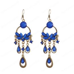 Classic Vintage Long Bridal Wedding Earrings 2021 Flower Colrful Crystal Bead Tassel Dangle Ethnic Indian Earring Jhumka Jewelry