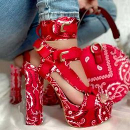 2021 Gladiator Sandals Women 20cm Ultra High Heels Peep Toe Platform Party Sexy Print Summer Shoes Woman Sandalia Feminina Y0714