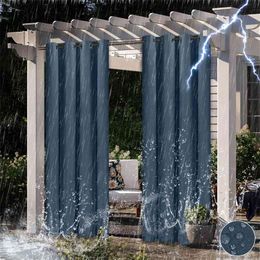 Outdoor Waterproof Curtains Thermal Insulated Sun Blocking Blackout Curtain For Patio Garden Front Porch Gazebo Yard 1 Panel 210913