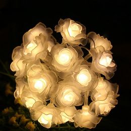 Strings 1.5/3/4.5/6M LED Garland Artificial Flower Bouquet String Lights Foam Rose Fairy For Valentine's Day Wedding Decoration