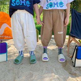 Pantaloni estivi unisex in cotone sottile casual per ragazzi e ragazze al polpaccio 2-7 anni 210508