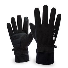 Men Winter Padded Thickening Warm Touch Screen Gloves Anti-slip Cycling Double-sided Polar Fleece Glove