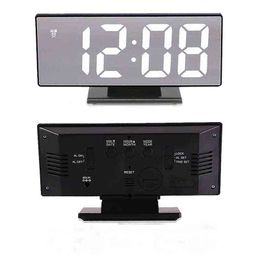 Digital Alarm Clock LED Screen Alarm Clocks for Kids Bedroom Temperature Snooze Function Desk Table Clock Home Decor LED Clock 211112