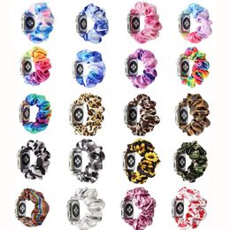 Scrunchies Apple Watch Bands 38/40mm 42/44mm, Women Cloth Pattern Printed Fabric Wristbands Straps Elastic Scrunchy Band for iWatch Series 6 5 4 3 2 1 SE