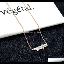 Necklaces & Pendants Drop Delivery 2021 Titanium Steel Jewelry Korean Double Ring Pendant Necklace Womens Rose Gold Bone Chain Fashion Versat