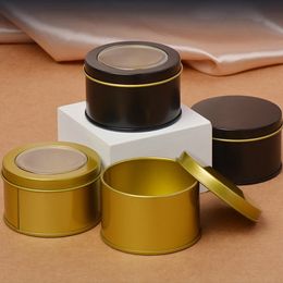 Round Silver Gold Metal Tin Package Boxes with Clear Window Cookie Candy Tea Storage Box Candle Gift Case