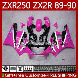 Motorcycle Fairings For KAWASAKI NINJA ZX2R ZXR250 ZX 2R 2 R Black Pink R250 ZXR 250 89 90 Bodywork 84No.65 ZX2 R ZX-2R ZXR-250 1989 1990 ZX-R250 89-98 Full Body Kit