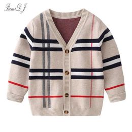 Toddler Kid Baby Boys Girls Cardigan Sweater Autumn Winter Knit Clothes Long Sleeve Plaid Fashion Knitwear Cute Streetwear 2-8T 211201