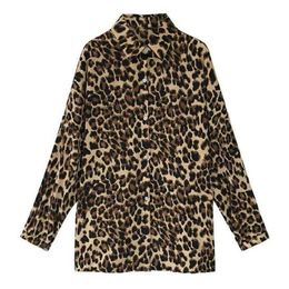 Leopard Printed Blusas Feminina Plus Size Autumn Elegant Casual Blouse Long Sleeve Loose Shirt Tops Red Yellow DF2239 210609