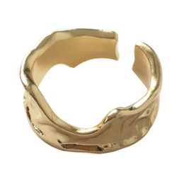 Gold and silver Color Open Ring For Women INS Minimalist Irregular Wave Surface Wide Noodle Original Party Birthday Gift