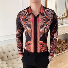Luxury Black Men Shirt Slim Fit Dress Long Sleeve Tuxedo Camisa Masculina Mens Club Prom Social Streetwear top 210527