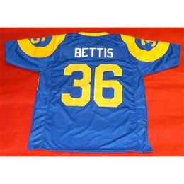 Mitch Custom Football Jersey Men Youth Women Vintage Blue JEROME BETTIS CUSTOM THE BUS HOF 2015 Rare High School Size S-6XL or any name and number jerseys