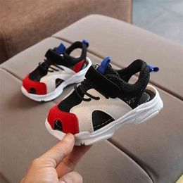 Children Half Sandals Kids Breathable Mesh Sport Shoes Boys Soft Leather Comfortable Shoes Girls Cute Beach Sandals 210713