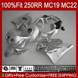 Injection Body For HONDA CBR250RR MC19 1988-1989 CBR 250 RR CC 250R 250RR 88 89 112HC.243 CBR250 RR CC 1988 1989 Bodywork CBR 250CC 88-89 OEM Fairings Kit glossy silvery