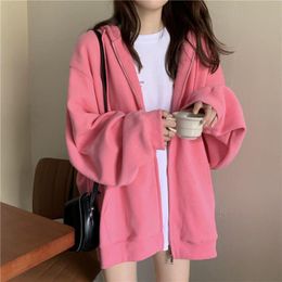 Women's Hoodies & Sweatshirts Womens Solid Long Sleeve Ins Chic Korean Sweatshirt Loose Print Female Pullover Vintage Elegant Laides Cardiga