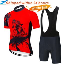 Racing Sets 2022 Short Sleeve Cycling Jersey Set 19D Bib Pants Ropa Ciclismo Bicycle Clothing Breathable 100% Polyester