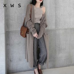 Autumn Winter Minimalist Solid Color Casual Long Cardigans Korean Style Fashionable Women's Sweaters plus size 210604